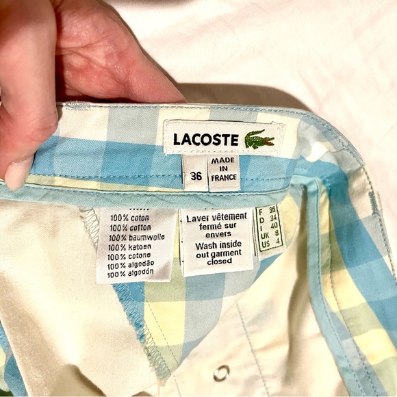 Lacoste blue/yellow/white gingham check shorts - Picture 4 of 6
